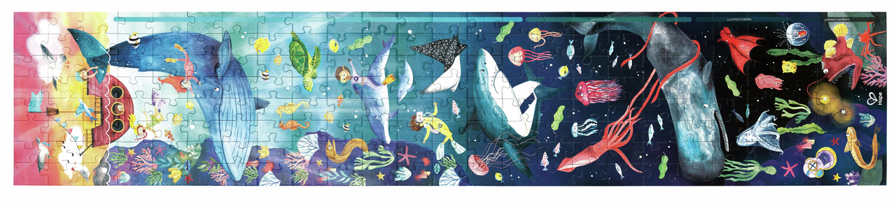 Hape 海洋生物拼圖 200片 - 夜光海洋拼圖，寓教於樂，激發創造力 (從6歲起)
