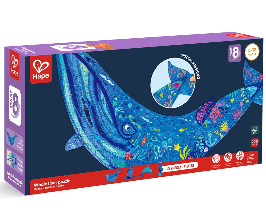 Hape 座頭鯨炫彩地板拼圖200 片 (8-12 歲)