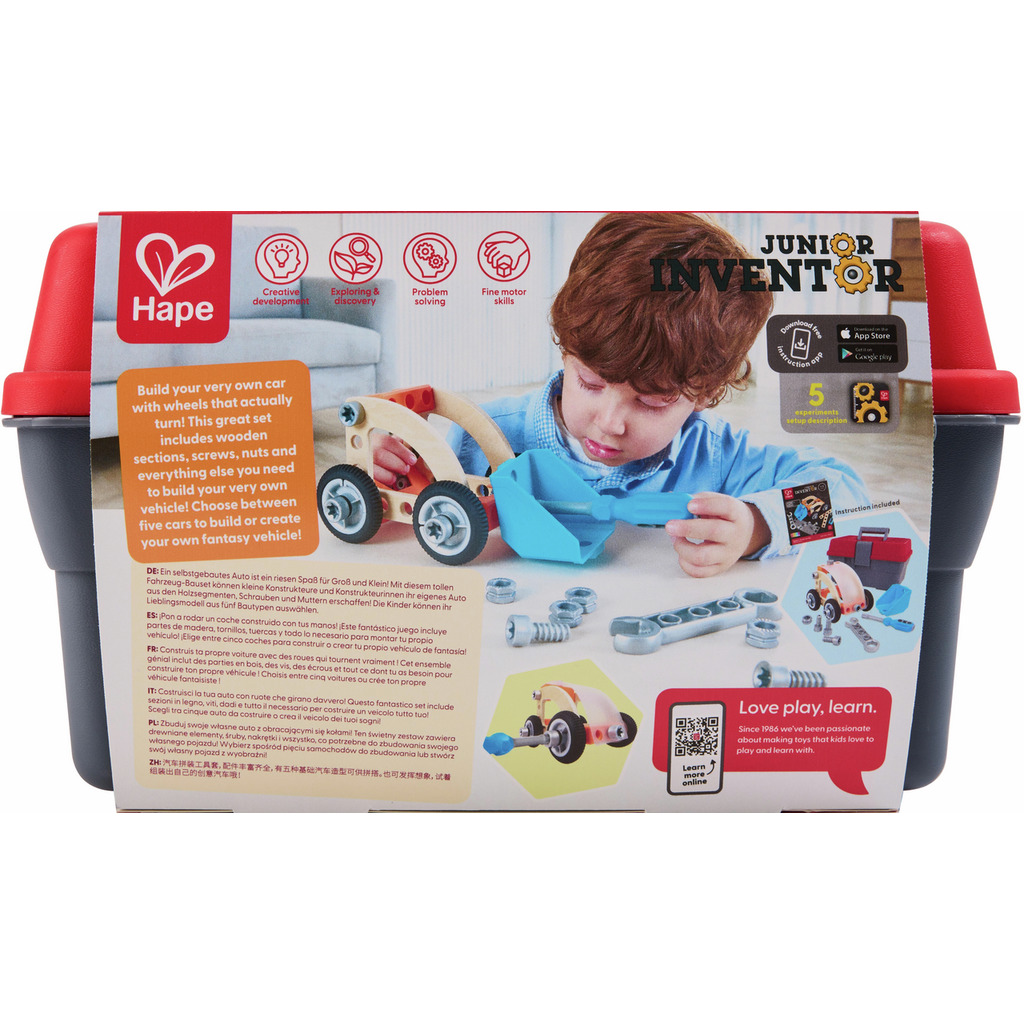 Hape Junior Inventor 組裝駕駛汽車套裝 - 五款車型自己創造 ( 從3歲起 )