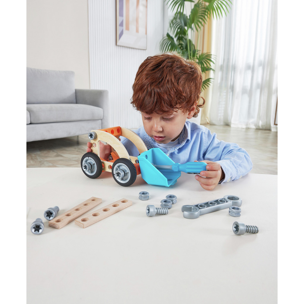 Hape Junior Inventor 組裝駕駛汽車套裝 - 五款車型自己創造 ( 從3歲起 )