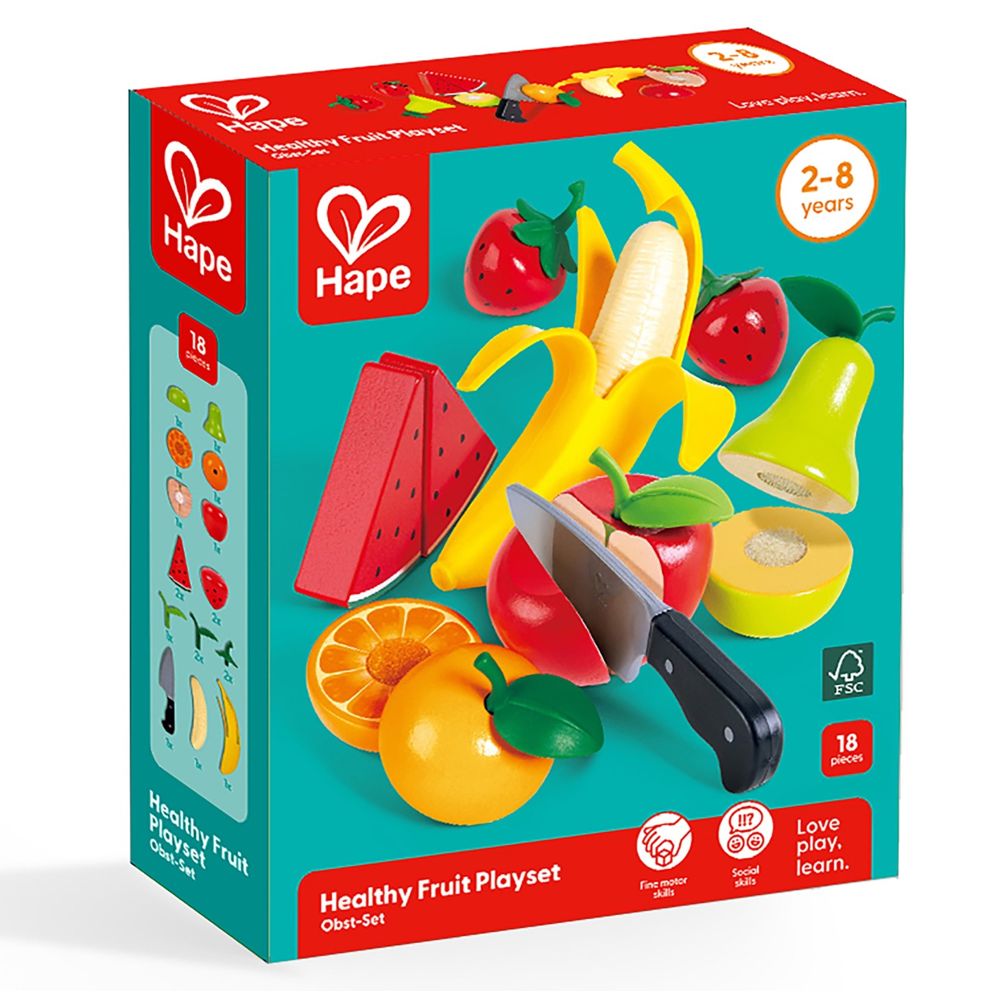 Hape 健康水果玩具套裝 | 蒙特梭利 教具 | 學習用刀，練習配對，安全又好玩 | (3 歲以上)