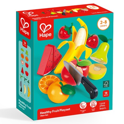 Hape 健康水果玩具套裝 | 蒙特梭利 教具 | 學習用刀，練習配對，安全又好玩 | (3 歲以上)