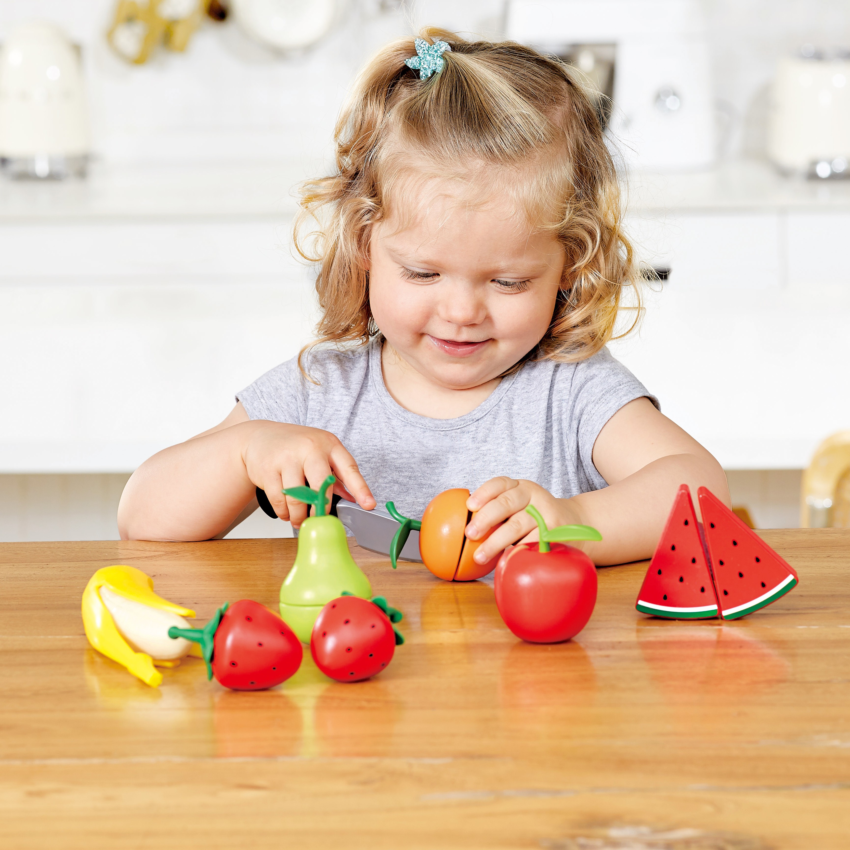 Hape 健康水果玩具套裝 | 蒙特梭利 教具 | 學習用刀，練習配對，安全又好玩 | (3 歲以上)