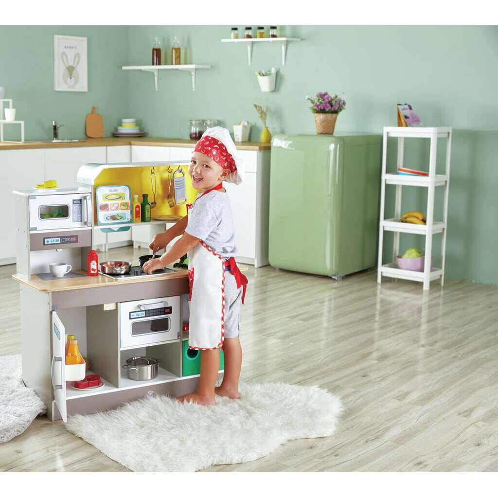 Hape 電動旋風烹炒廚房-  豪華版 | 語音燈光互動玩具廚房 | (3-8 歲)