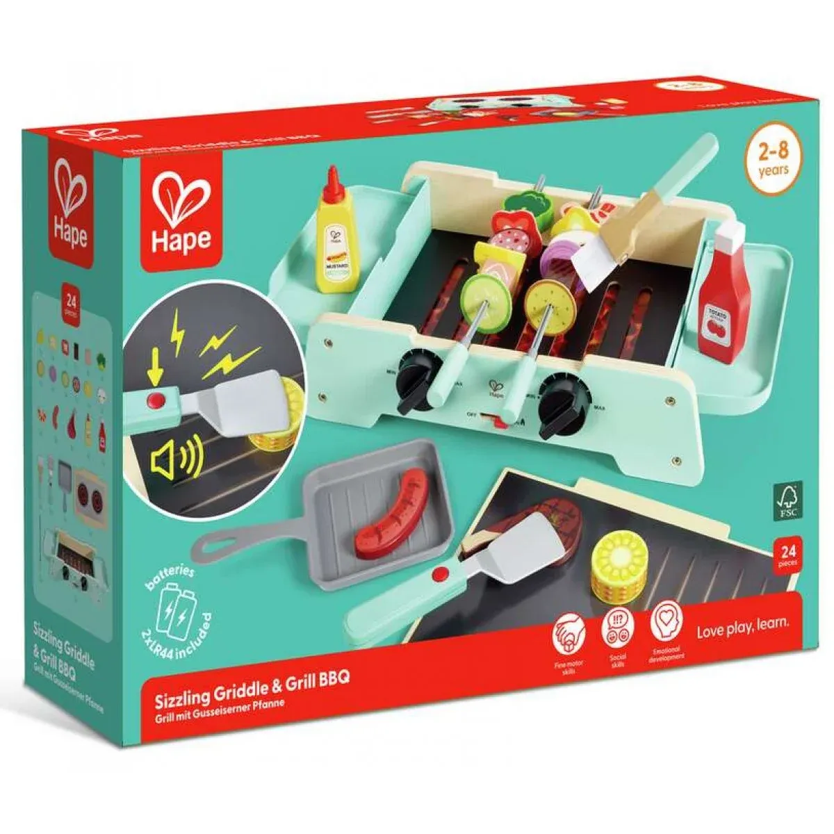 Hape 鐵板烤盤與烤肉架 |互動式廚房玩具-Hape-Eurekakids