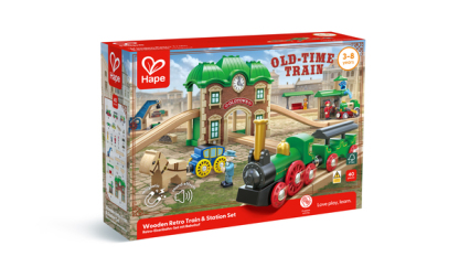 Hape Wooden Retro Train & Station Set (3到8歲)