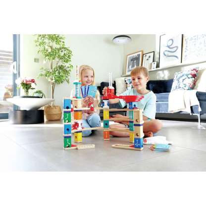Hape Quadrilla Advanced Coding Set 木製大理石跑道積木 | STEM 玩具 | 打造精彩的軌道，帶來全新挑戰，激發孩子的想像 | 6 歲以上