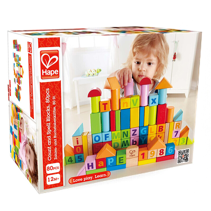 益智字母數字積木(80粒)-HAPE-Eurekakids