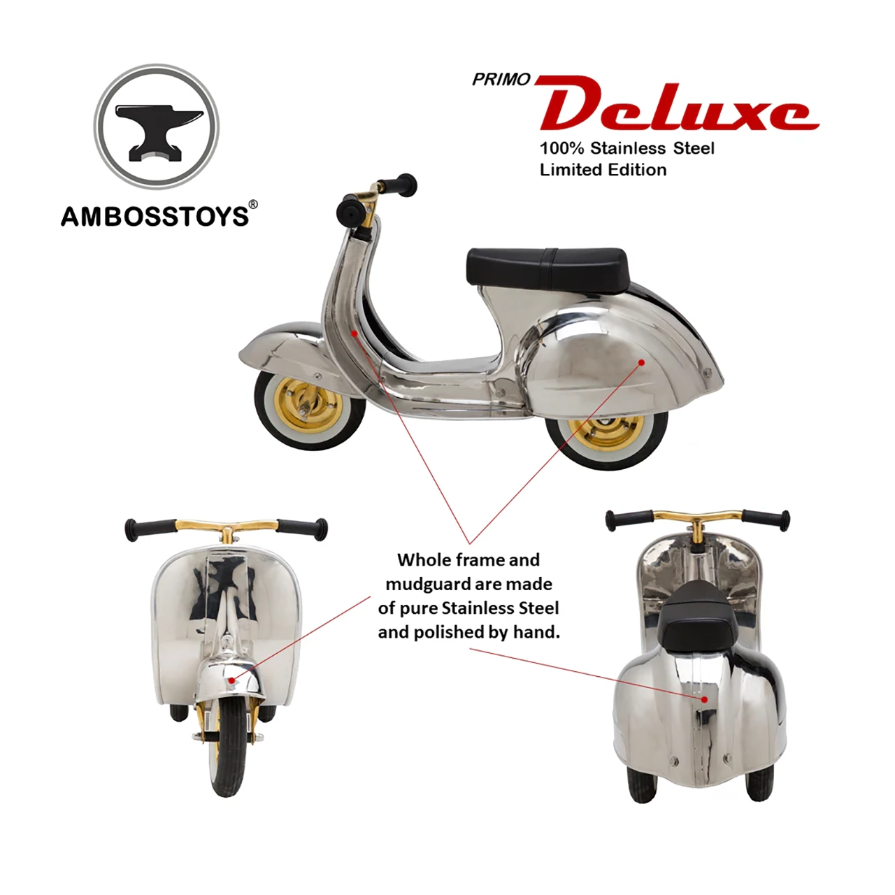 Ambosstoys PRIMO 經典復古造型滑步車 -  豪華版 (DELUXE)-Ambosstoys-Eurekakids