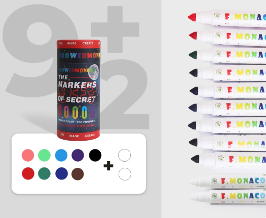 Flower Monaco The Markers of Secret 兒童水彩筆 (9+2色) - 神奇變色魔法