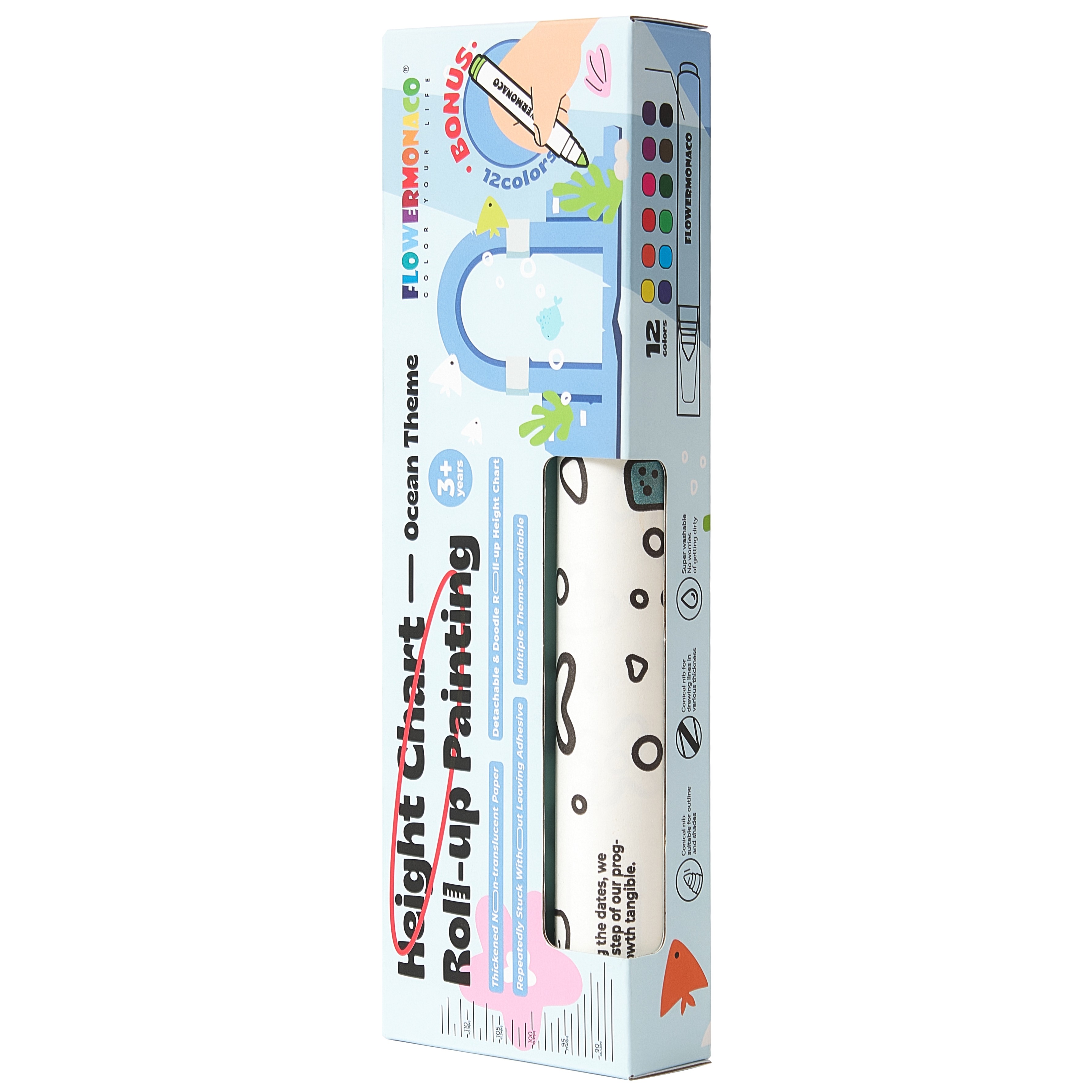 Flower Monaco | Height Chart Roll-up painting(Ocean)身高小捲畫套裝(海洋) | 3歲以上