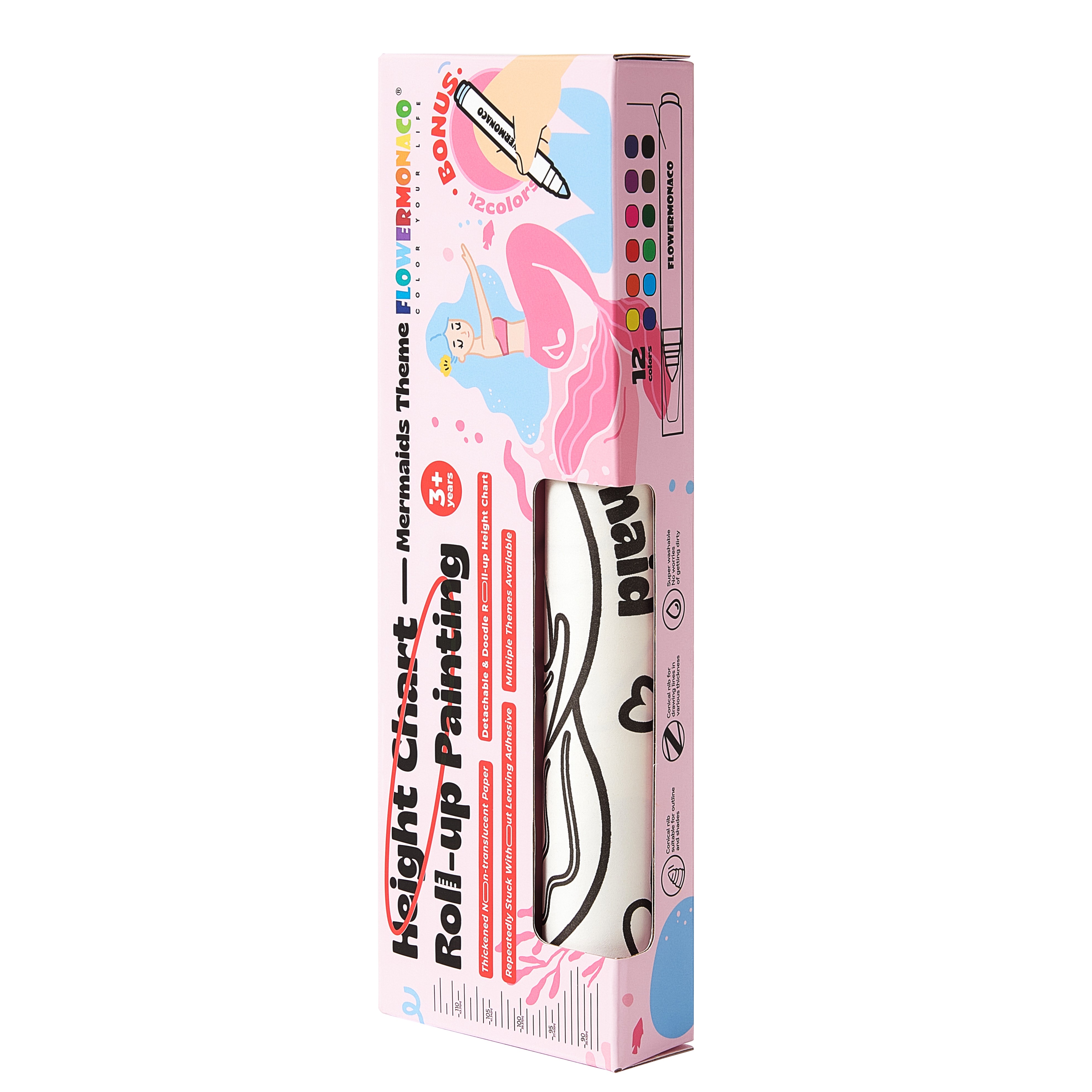 Flower Monaco | Height Chart Roll-up painting(Mermaid)身高小捲畫套裝(美人魚) | 3歲以上