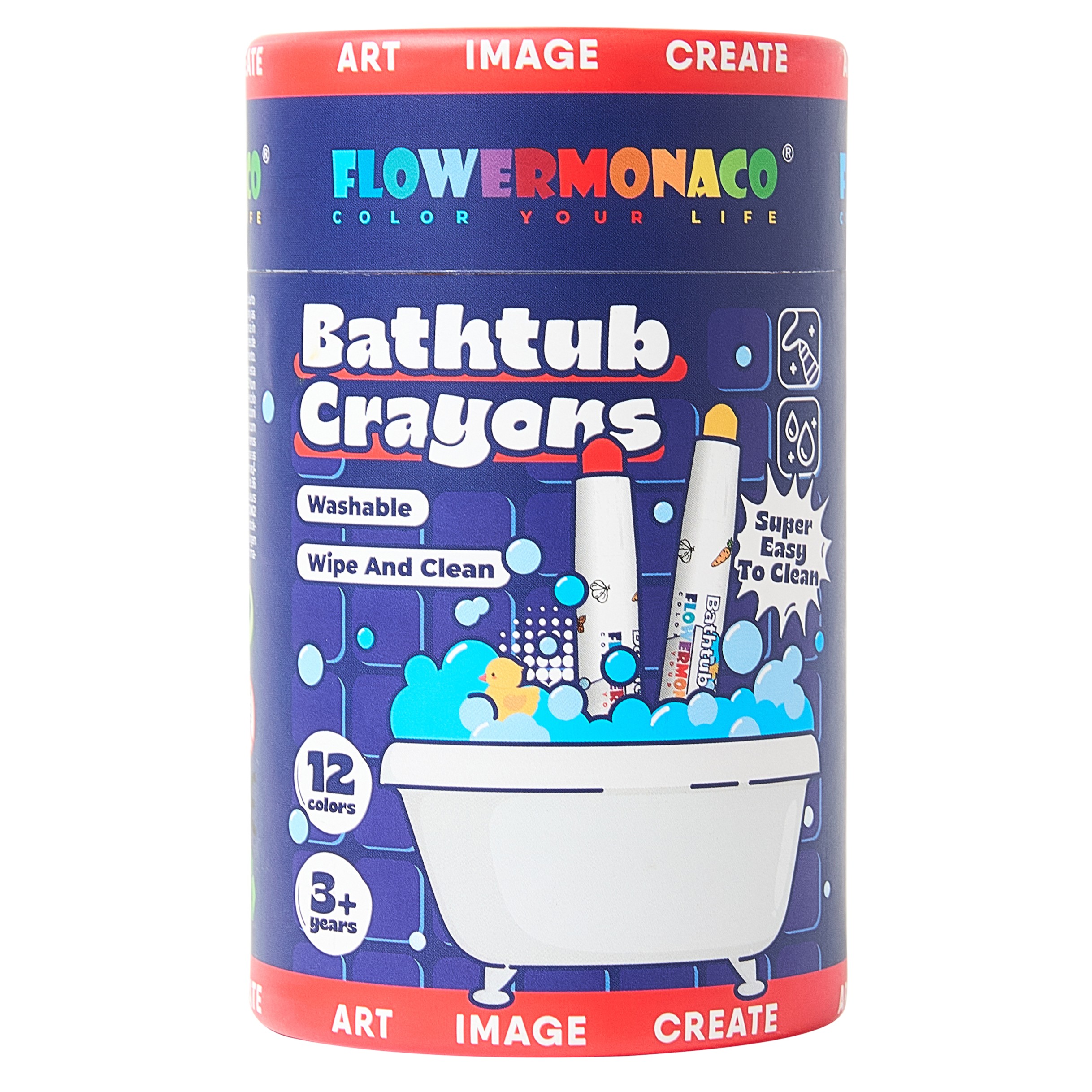 Flower Monaco | 12color bathtub crayons 浴室塗鴉蠟筆12色 | 3歲以上