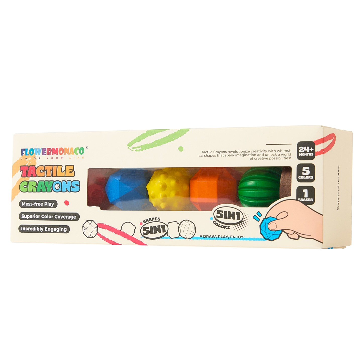 Flower Monaco | 5in1 set tactile crayons 5合1觸感蠟筆套裝 | 2歲以上