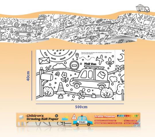 Flower Monaco Coloring Rolling Paper 創意塗鴉畫卷 (5米) - 汽車