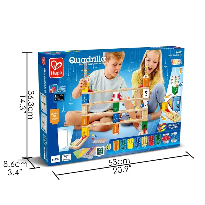 Hape Quadrilla 基礎 木製彈珠軌道 Basic Coding Set - 學習程式設計基礎知識，將邏輯、STEAM 原則與樂趣結合！( 從6歲起 )