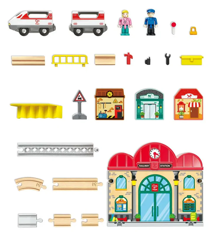 Hape Portable Train Station Set 火車軌道大車站便攜組合 (3-8Y) \\NEW//