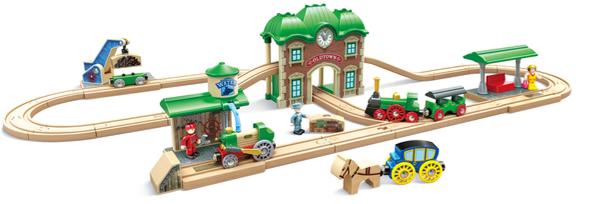 Hape Wooden Retro Train & Station Set (3到8歲)