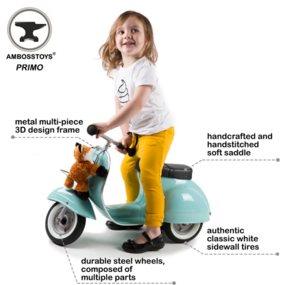 Ambosstoys PRIMO 經典 兒童平衡車 (薄荷綠 (MINT) | 送給孩子、孫子或愛人的完美禮物 | 每位經典汽車愛好者的收藏品
