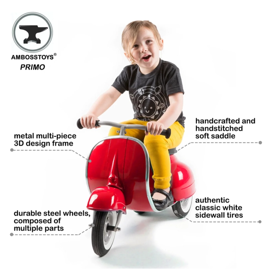Ambosstoys PRIMO 經典復古造型滑步車 - 櫻桃紅 (RED)