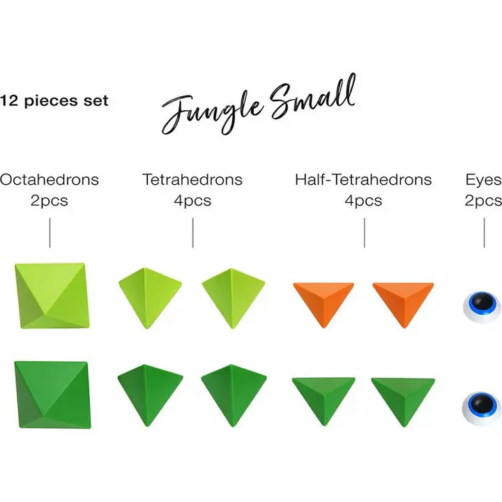 Trido Jungle 藝術 3D 磁性積木 (綠野迷踪系列 基礎版 - 12件套) STEM 玩具 | 所有面均可連接，無毒且通過 CE 認證 | 適合 3 歲以上兒童 🔥八折優惠 20%🔥