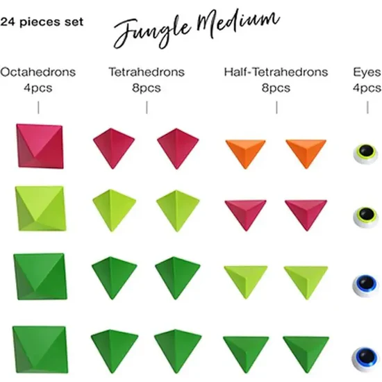 Trido Jungle 藝術 3D 磁性積木 (綠野迷踪系列 進階版 - 24件套) STEM 玩具 | 所有面均可連接，無毒且通過 CE 認證 | 適合 3 歲以上兒童 🔥八折優惠 20%🔥