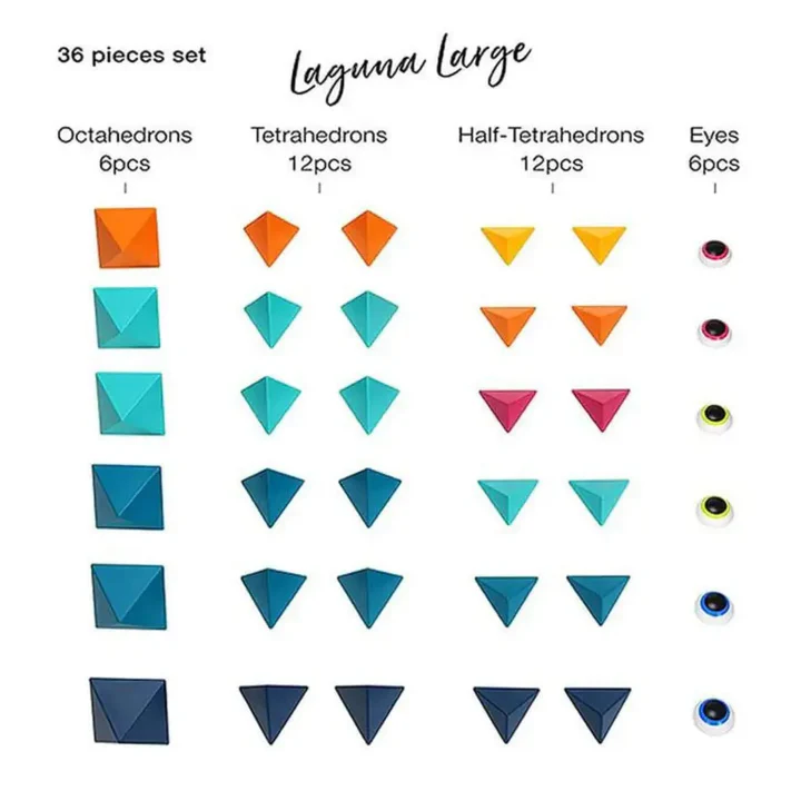 Trido Laguna 藝術 3D 磁性積木 (瀚海流光系列 高階版 - 36件套) STEM 玩具 | 所有面均可連接，無毒且通過 CE 認證 | 適合 3 歲以上兒童 🔥八折優惠 20%🔥
