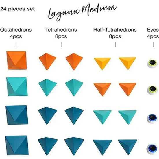 Trido Laguna 藝術 3D 磁性積木 (瀚海流光系列 進階版 - 24件套) STEM 玩具 | 所有面均可連接，無毒且通過 CE 認證 | 適合 3 歲以上兒童 🔥八折優惠 20%🔥