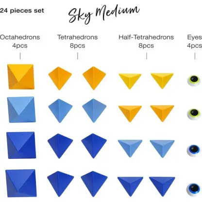 Trido Sky 藝術 3D 磁性積木 (仲夏晴空系列 進階版 - 24件套) STEM 玩具 | 所有面均可連接，無毒且通過 CE 認證 | 適合 3 歲以上兒童 🔥八折優惠 20%🔥