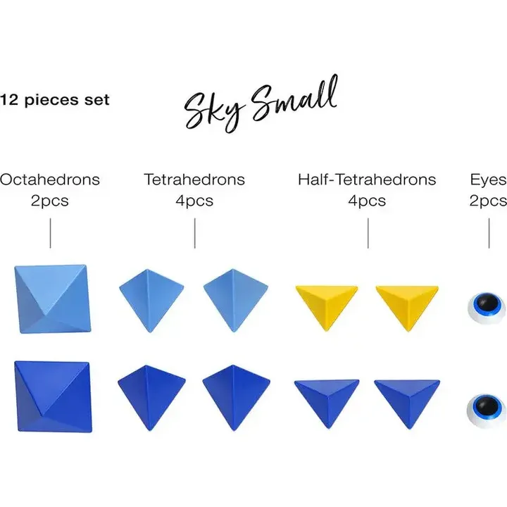 Trido Sky 磁性藝術 3D 積木 (基礎版 - 12件套) STEM 玩具 | 所有面均可連接，無毒且通過 CE 認證 | 適合 3 歲以上兒童