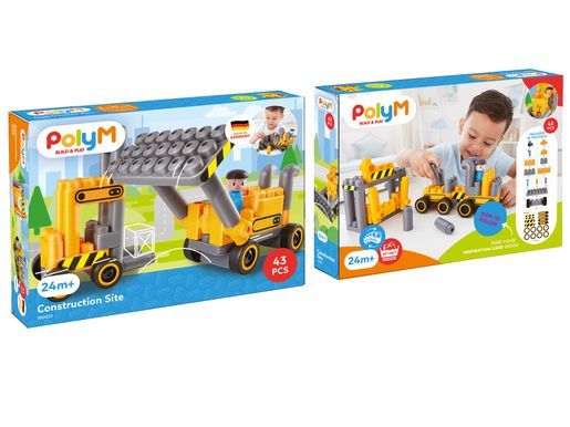 Poly M Construction Site 建築工地積木套裝 (43pcs) | 材質柔韌無尖角，讓孩子安心抓握與拼砌 | 適合 2-6 歲