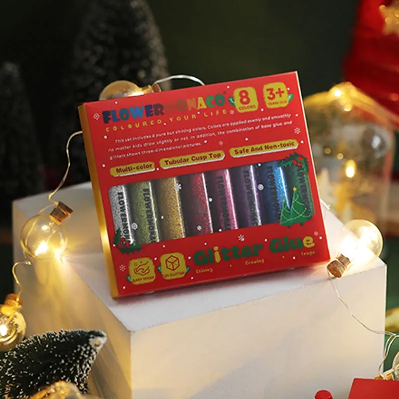 Flower Monaco | 8color glitter glue 八色閃粉彩 | 3歲以上