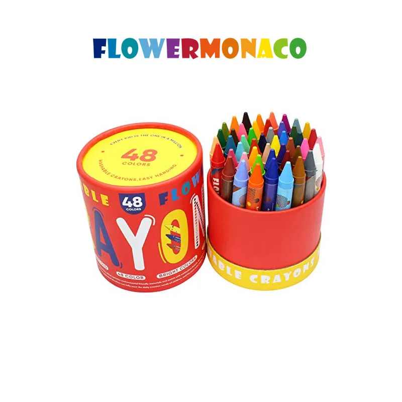 可水洗蠟筆 48色 | Washable Crayons 48 Colors-Flower Monaco-Eurekakids