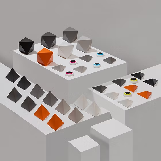 磁吸積木 灰橙色階系列  (高階版-36組件)