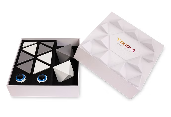 Trido Greyscal 藝術 3D 磁性積木 (白銀時代系列 基礎版 - 12件套) STEM 玩具 | 所有面均可連接，無毒且通過 CE 認證 | 適合 3 歲以上兒童 🔥八折優惠 20%🔥