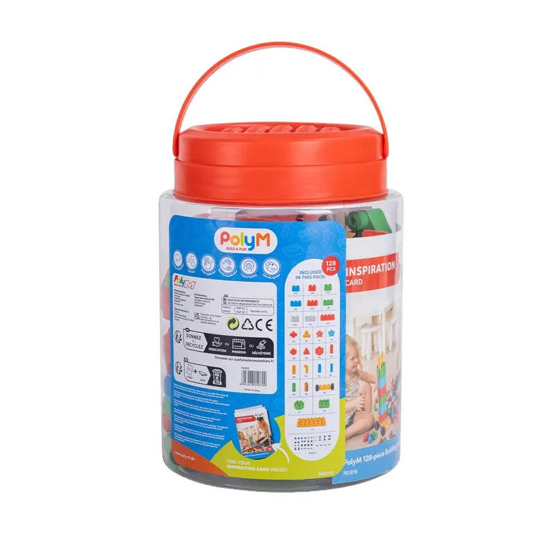 Poly M 積木 (128 塊) | 材質柔韌無尖角，讓孩子安心抓握與拼砌