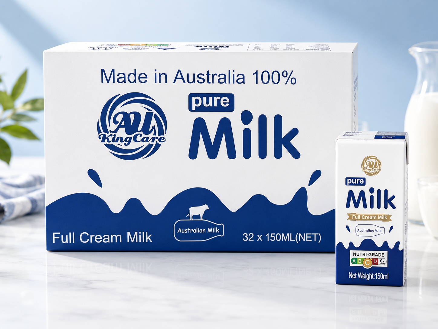 Au Kingcare Pure Full Cream Milk 150ml*32box/carton 