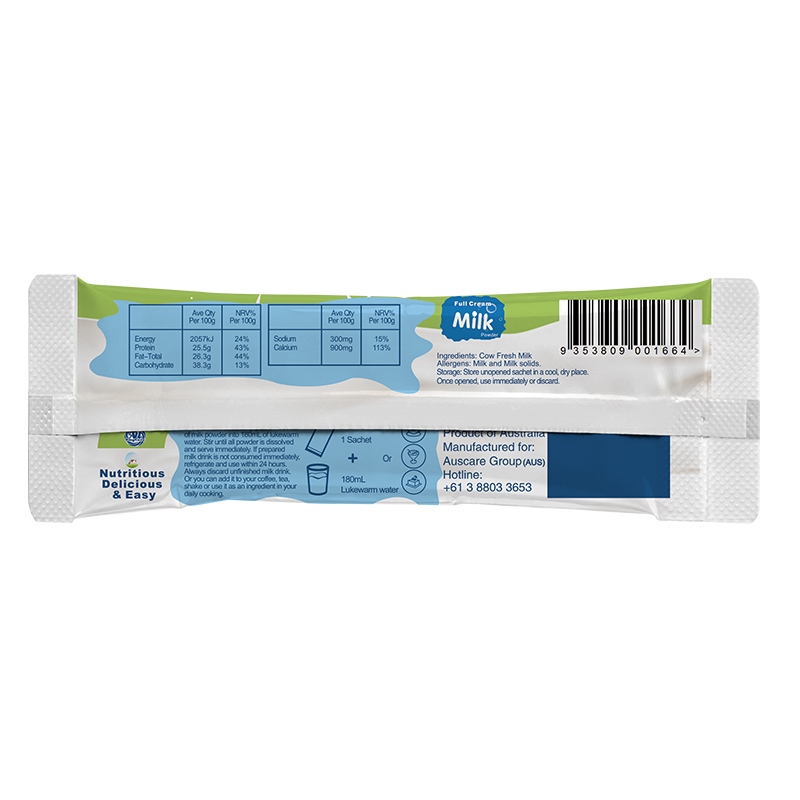 AU KingCare Full Cream Instant Milk Powder with Inulin 475g/bag; 25g/Sachet