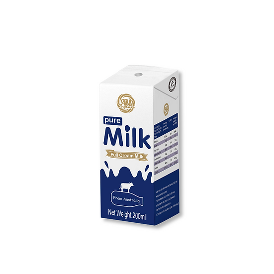 AU KingCare Pure Full Cream Milk 200ml*24 boxes/carton