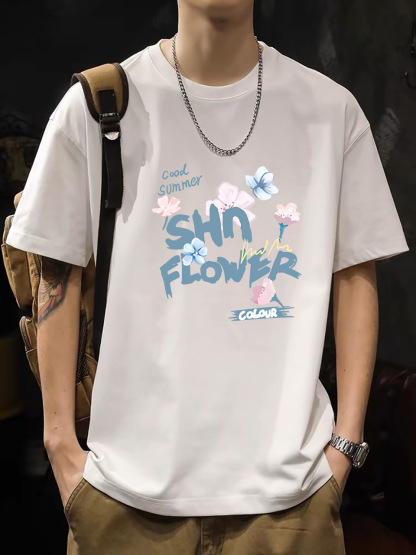 2025 New Korean Style Men's T-Shirt – 200G Premium Cotton Short Sleeve (White)