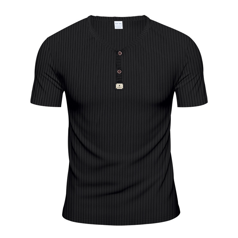 Jacquard Ribbed Henley Shirt – Luxury Breathable Men’s Top