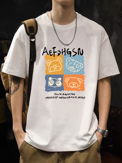 2025 New Korean Style Men's T-Shirt – 200G Premium Cotton Short Sleeve (White)