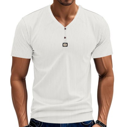 Jacquard Ribbed Henley Shirt – Luxury Breathable Men’s Top