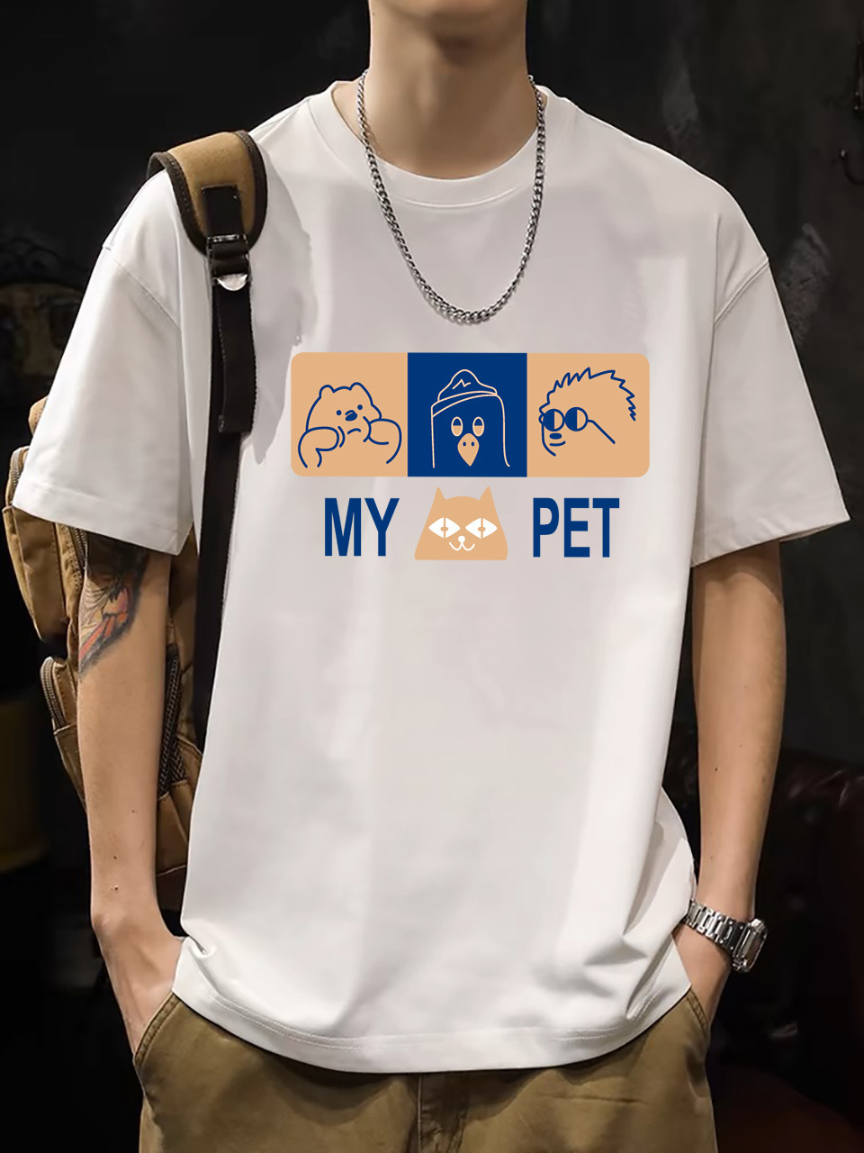 2025 New Korean Style Men's T-Shirt – 200G Premium Cotton Short Sleeve (White)