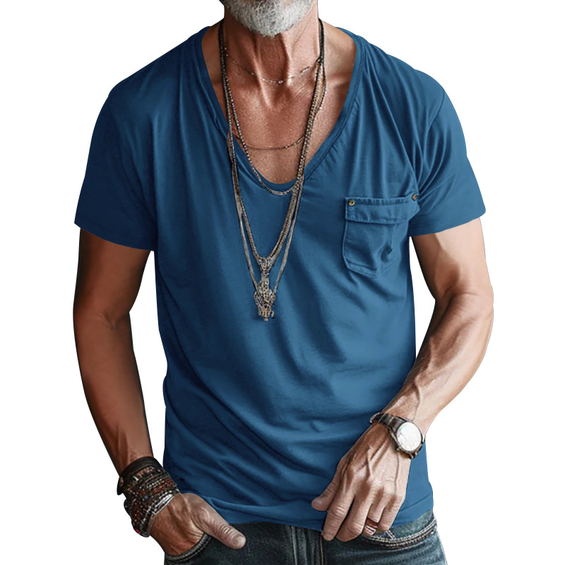Men's V-Neck Pocket T-Shirt – Plus Size Casual Wear