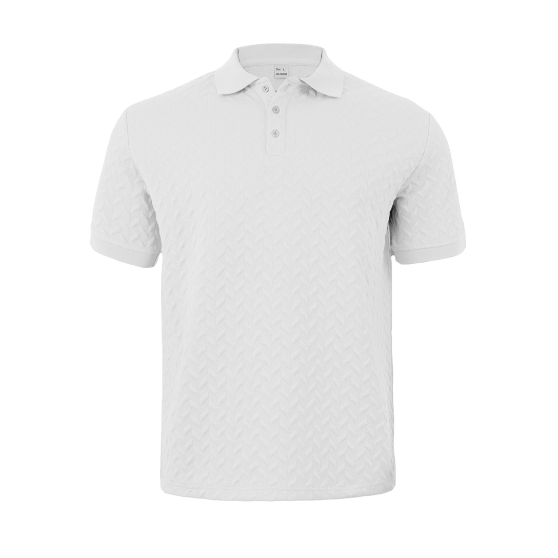 Summer Men's Heavy Jacquard Design Simple Casual Business Loose Polo Short Sleeve