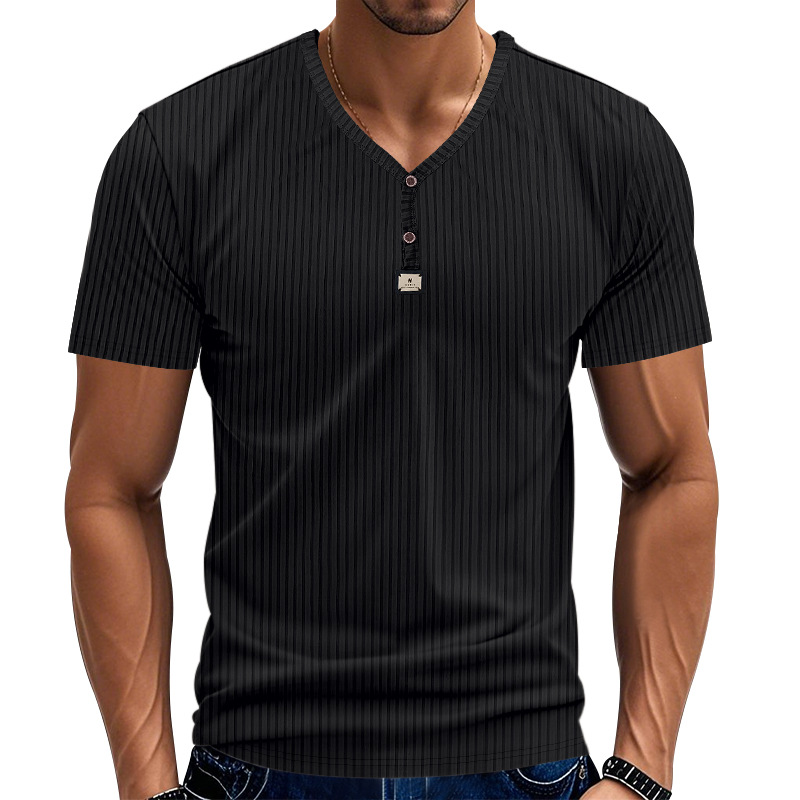 Jacquard Ribbed Henley Shirt – Luxury Breathable Men’s Top