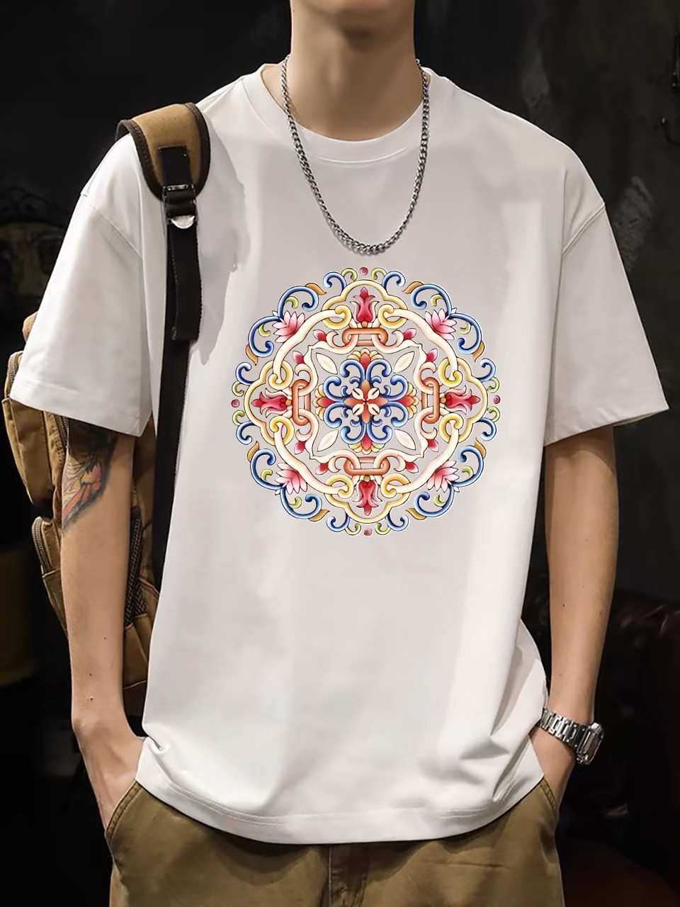 2025 New Korean Style Men's T-Shirt – 200G Premium Cotton Short Sleeve (White)