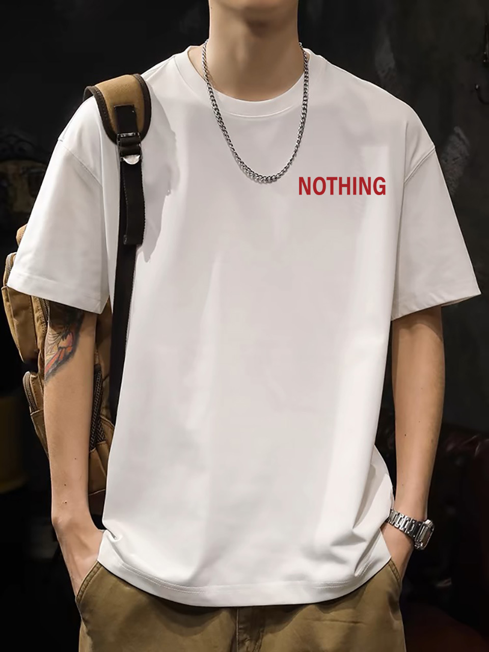 2025 New Korean Style Men's T-Shirt – 200G Premium Cotton Short Sleeve (White)