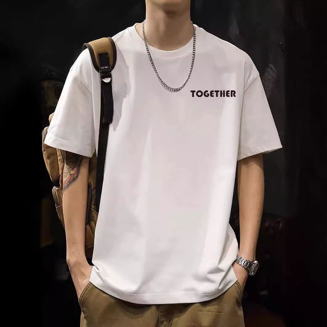 2025 New Korean Style Men's T-Shirt – 200G Premium Cotton Short Sleeve (White)